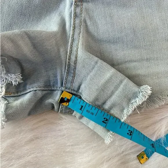 Forever 21 High Rise Light Wash Embroidered Flowers Denim Shorts Size 26 | 2 - Picture 7 of 7